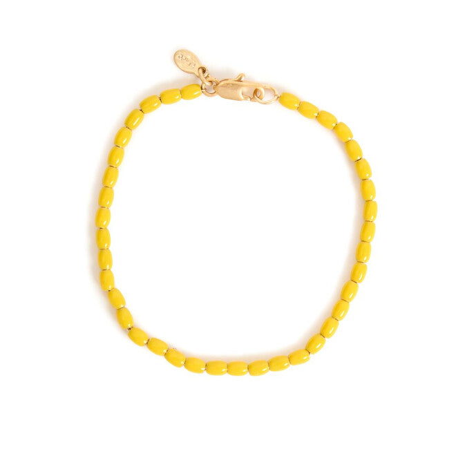 Enamel Barrel Chain Bracelet - Yellow-Clare V.-Happy on Main
