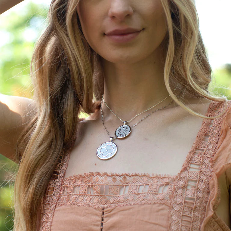 LOVE JW Small Pendant Coin in Silver - 18" Drawn Link Chain-Jane Win-Happy on Main