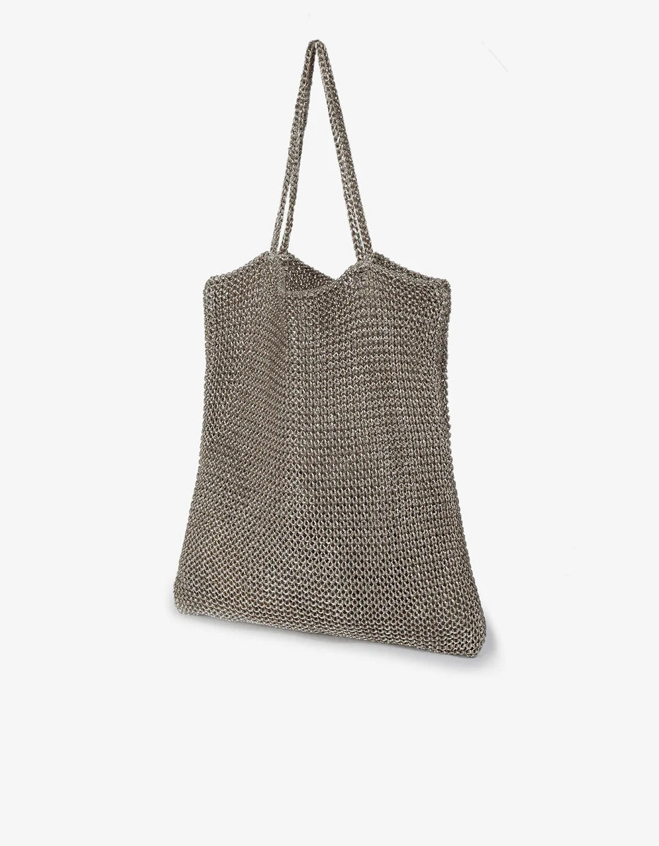 Ketut Metallic Knit Shoulder Bag Platinum-Remi/Reid-Happy on Main