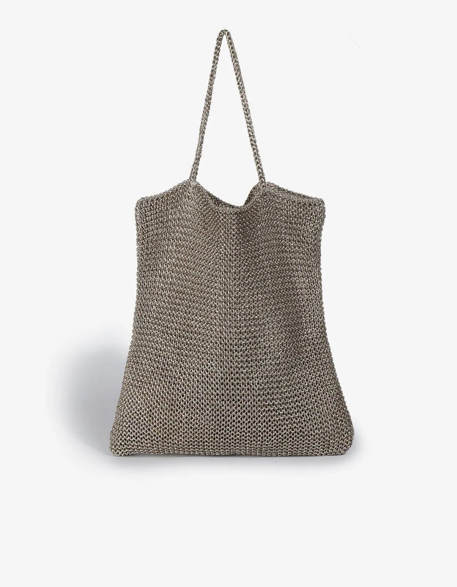 Ketut Metallic Knit Shoulder Bag Platinum-Remi/Reid-Happy on Main
