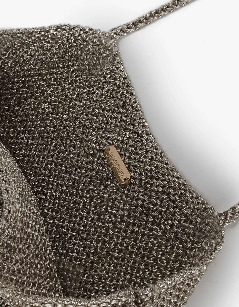 Ketut Metallic Knit Shoulder Bag Platinum-Remi/Reid-Happy on Main