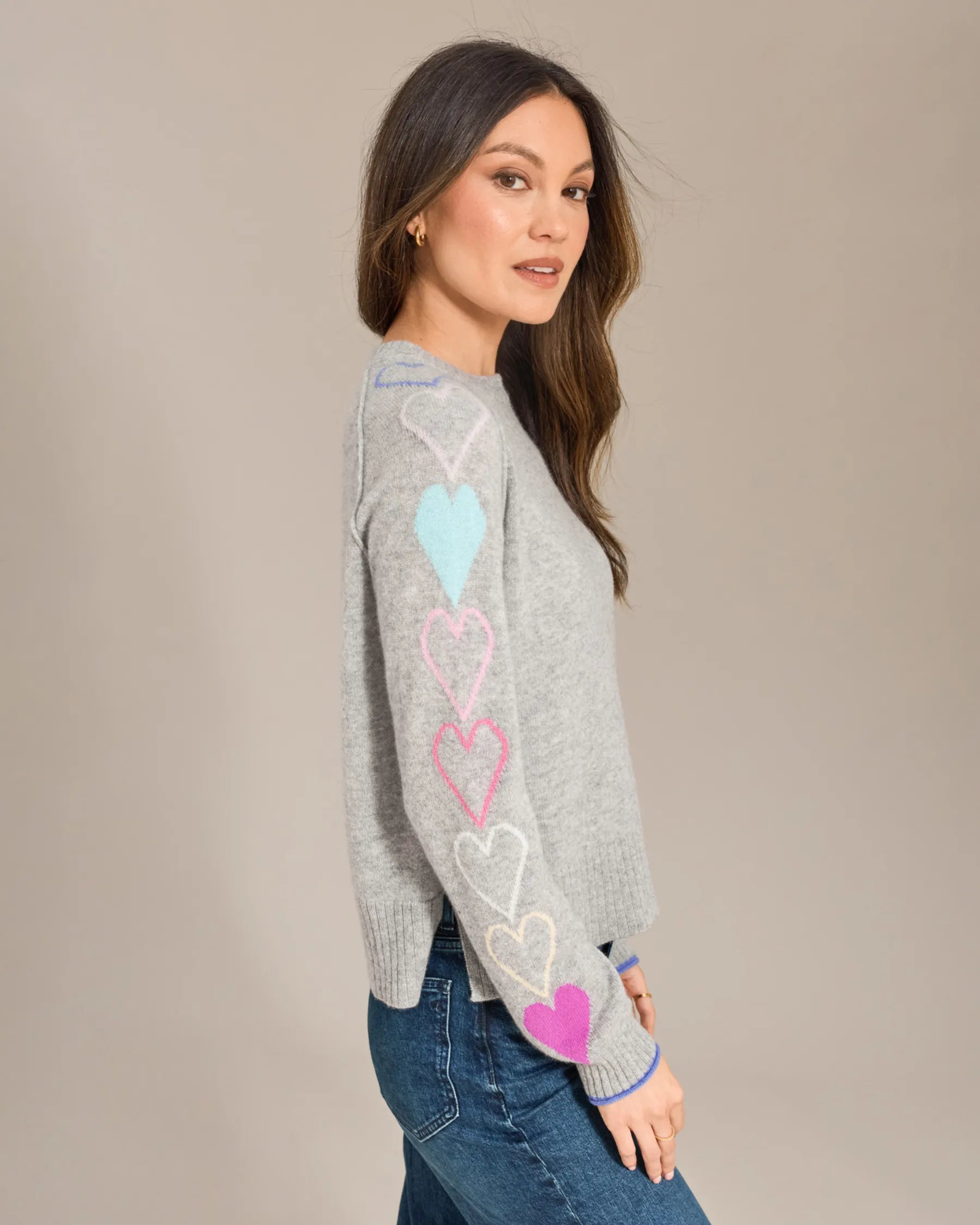 100% Cashmere Hearts & Hugs Crew Neck - Harbor-Alashan Cashmere-Happy on Main