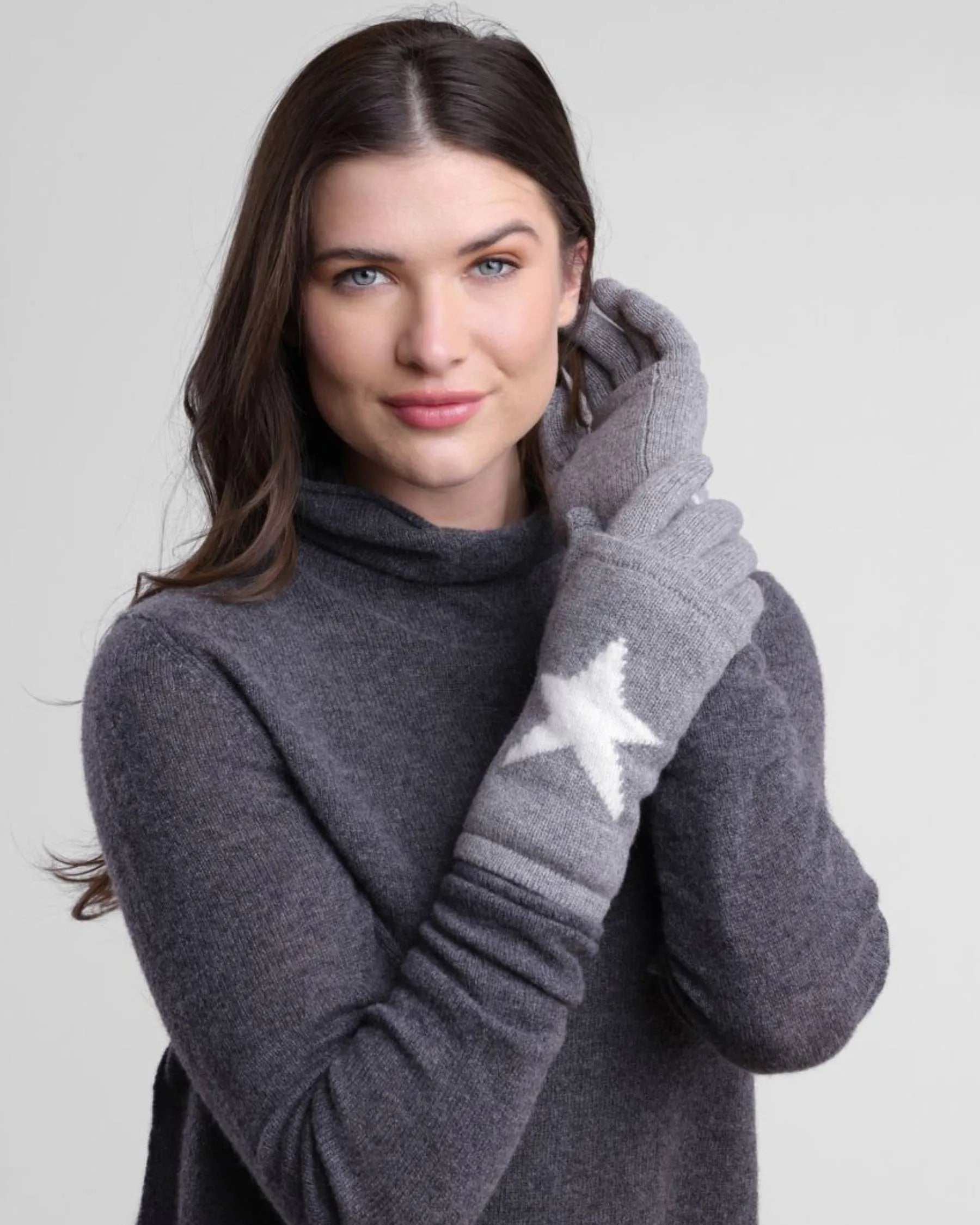 Cashmere w Angora Star Intarsia 3-in-1 Glove-Misc Accessories-Happy on Main