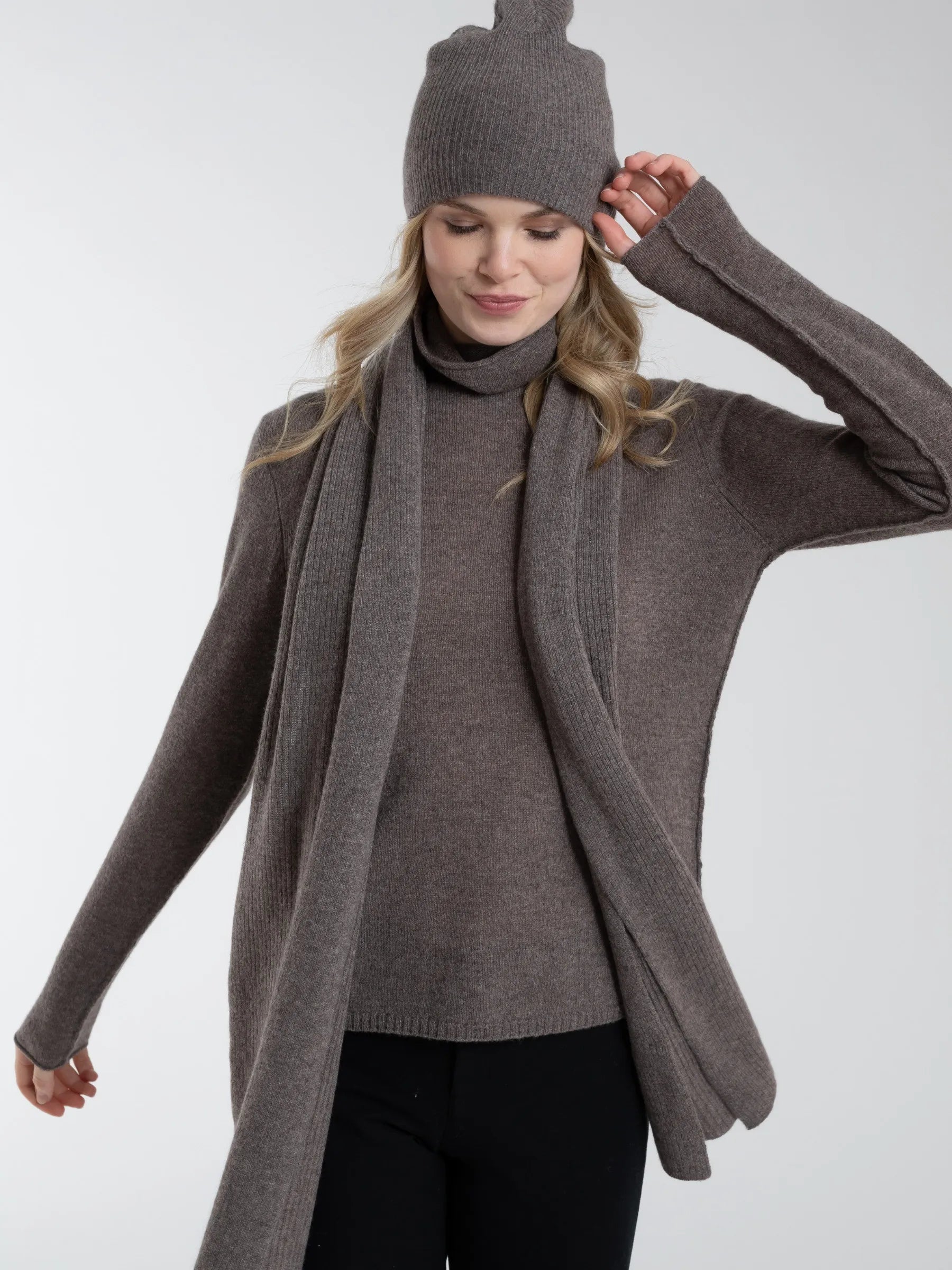 100% Cashmere Easy Ribbed Beannie-Alashan Cashmere-Happy on Main
