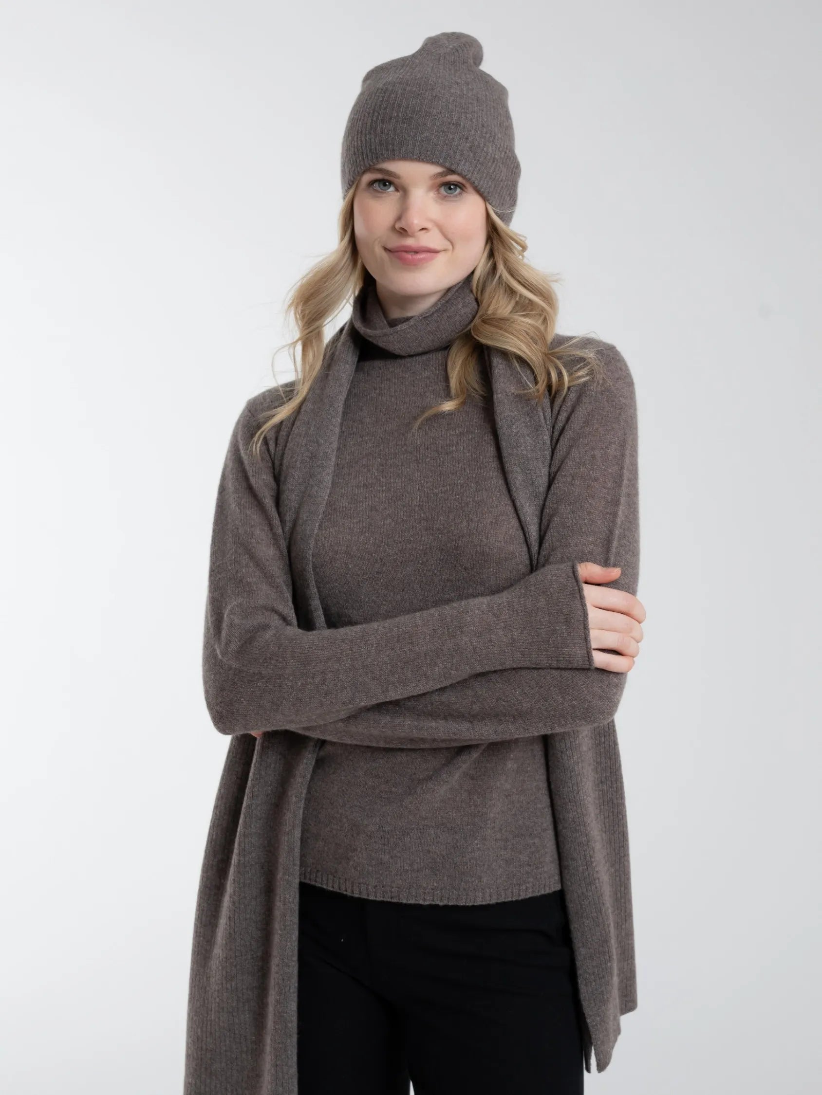 100% Cashmere Easy Ribbed Beannie-Alashan Cashmere-Happy on Main