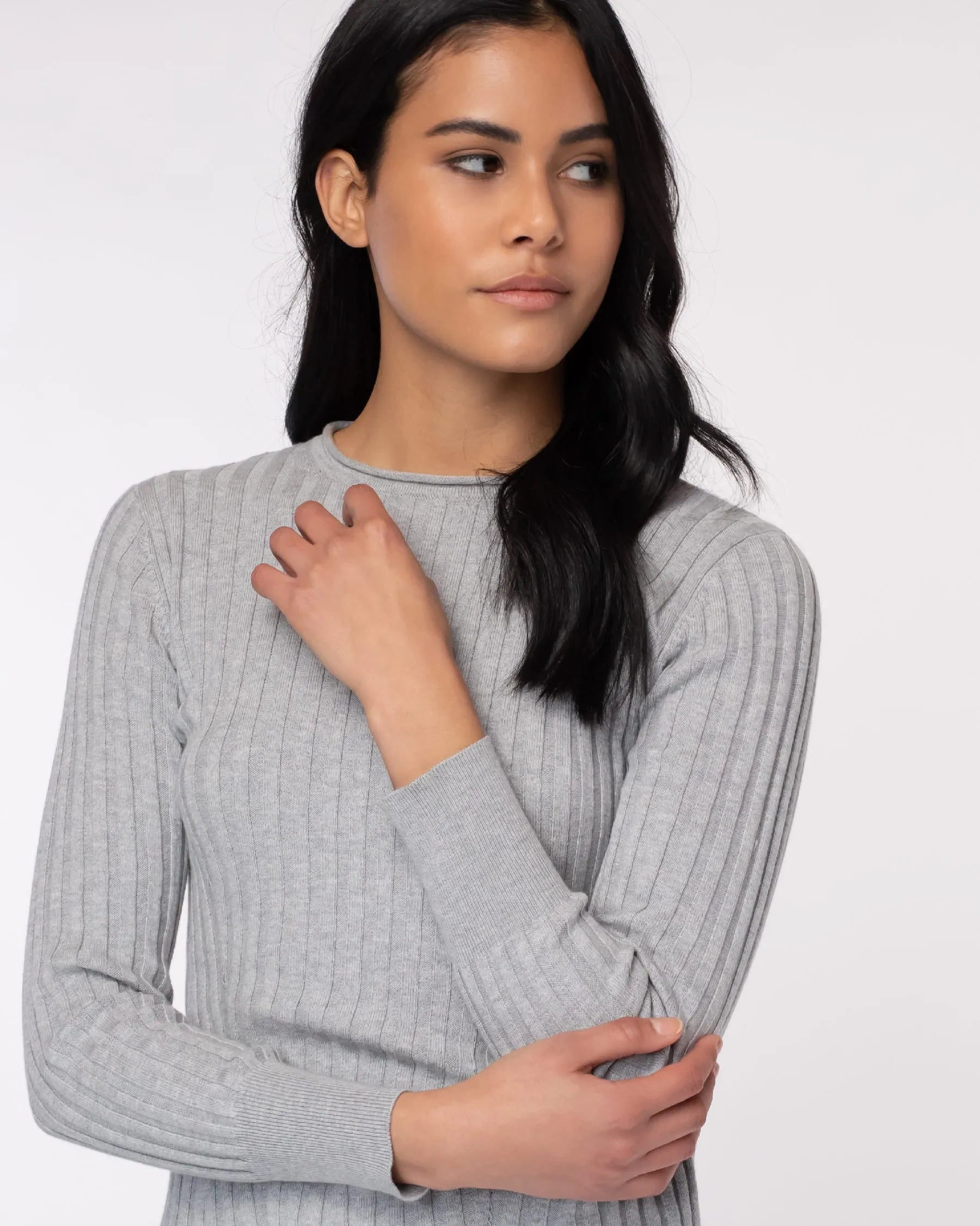 Cotton Cashmere Blair Rib Crew Neck - Ash-Alashan Cashmere-Happy on Main