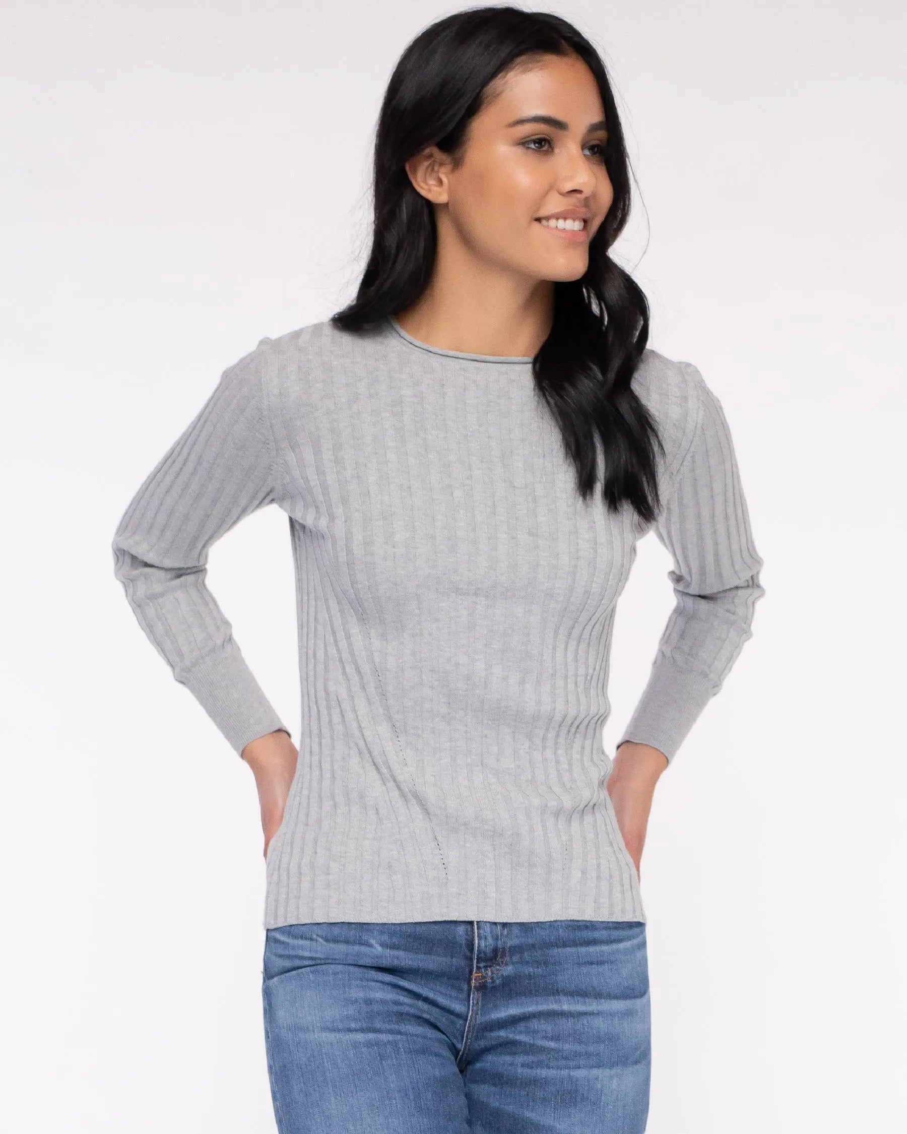 Cotton Cashmere Blair Rib Crew Neck - Ash-Alashan Cashmere-Happy on Main