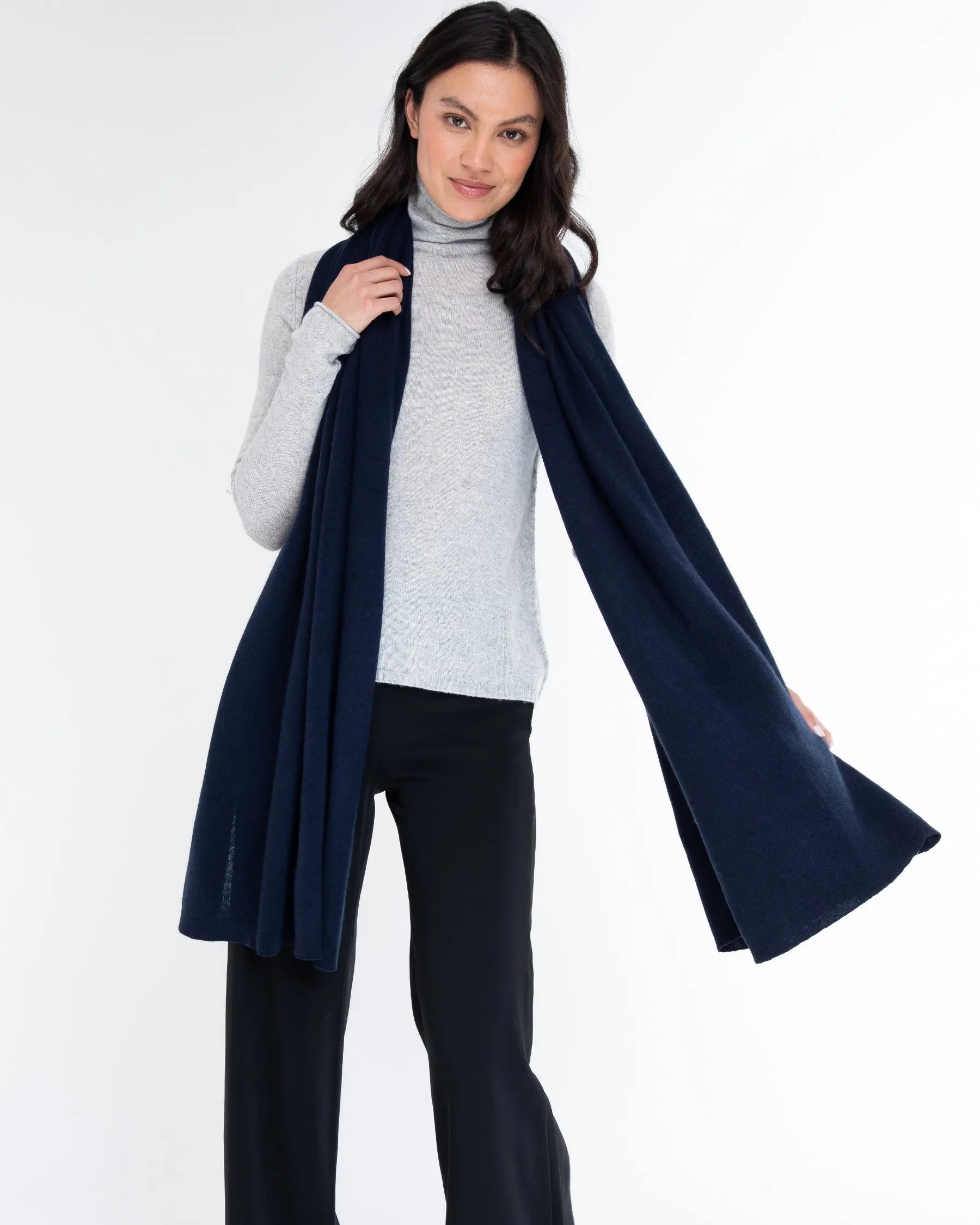 100% Cashmere Luxe Travel Wrap - Indigo-Alashan Cashmere-Happy on Main
