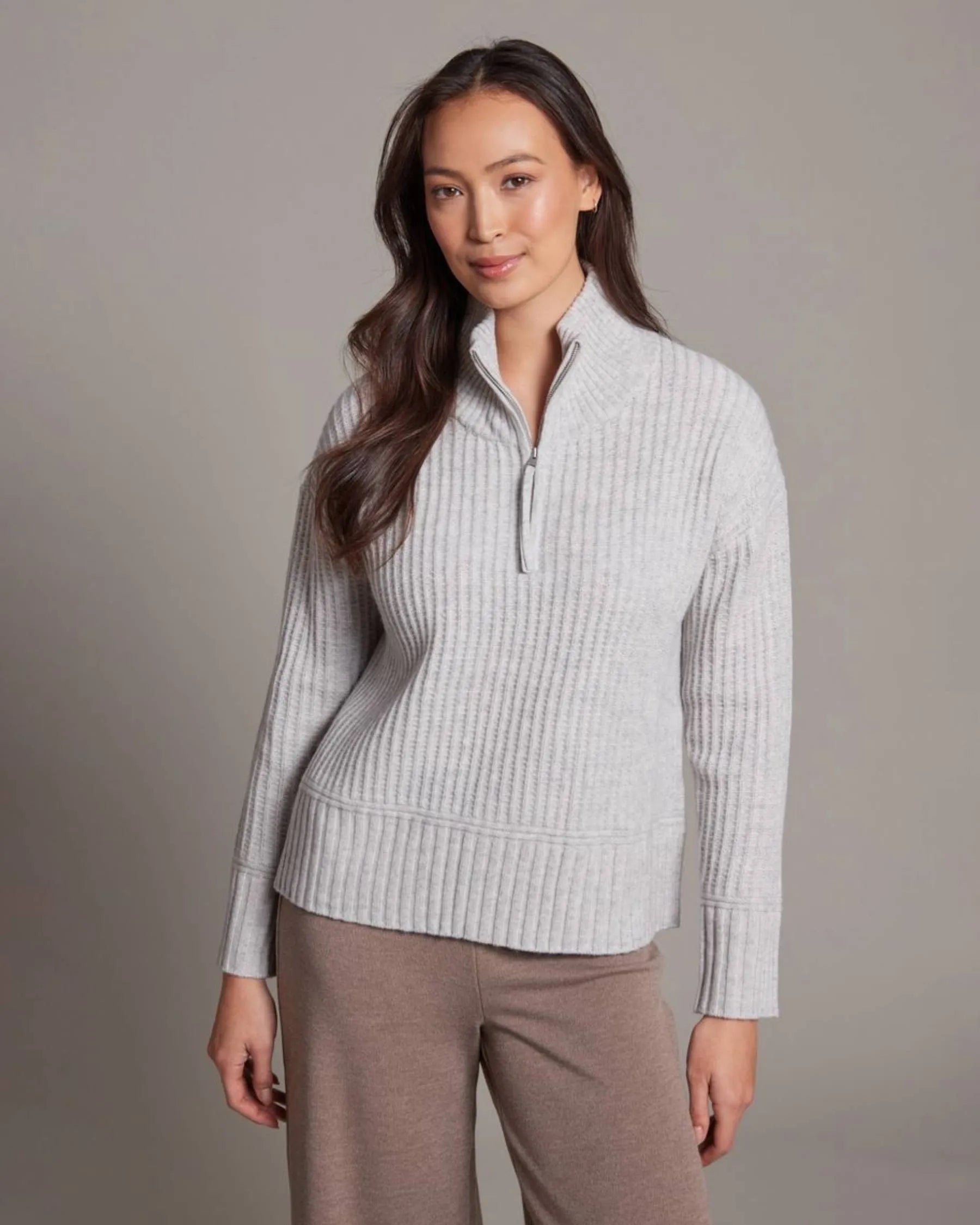 Merino Morgan Textured Half Zip Pullover-Alashan Cashmere-Happy on Main
