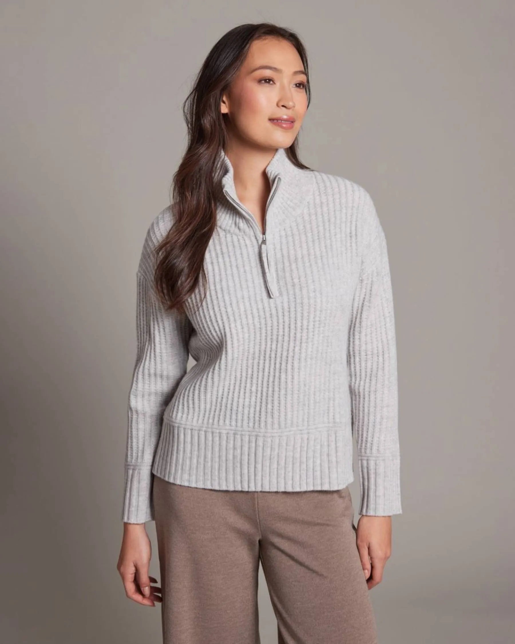 Merino Morgan Textured Half Zip Pullover-Alashan Cashmere-Happy on Main