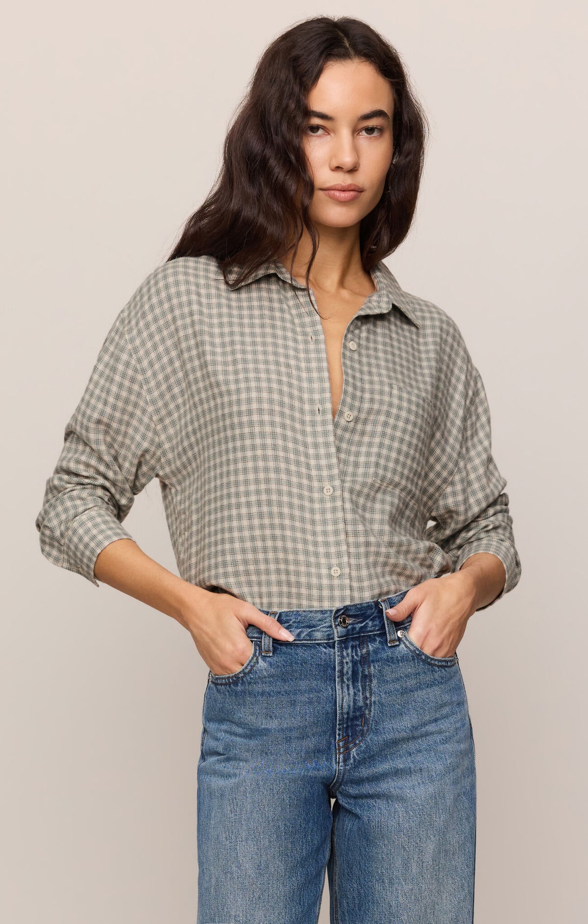 River Plaid Button Up - Emerald Cove-Z Supply-Happy on Main
