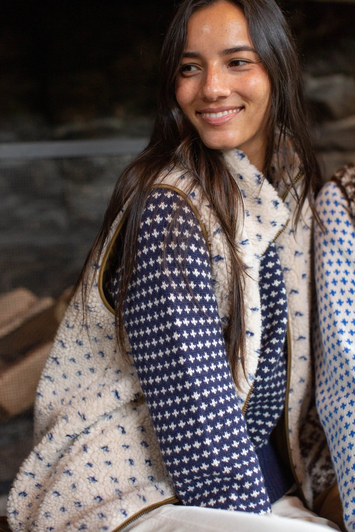 Lodge Sweater - Navy/Ivory Birdseye
