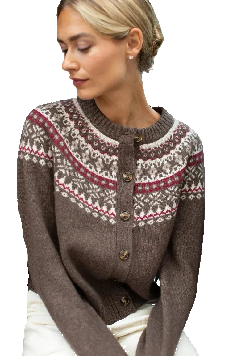 Louise Fair Isle Cardigan - Chocolate-Marea-Happy on Main