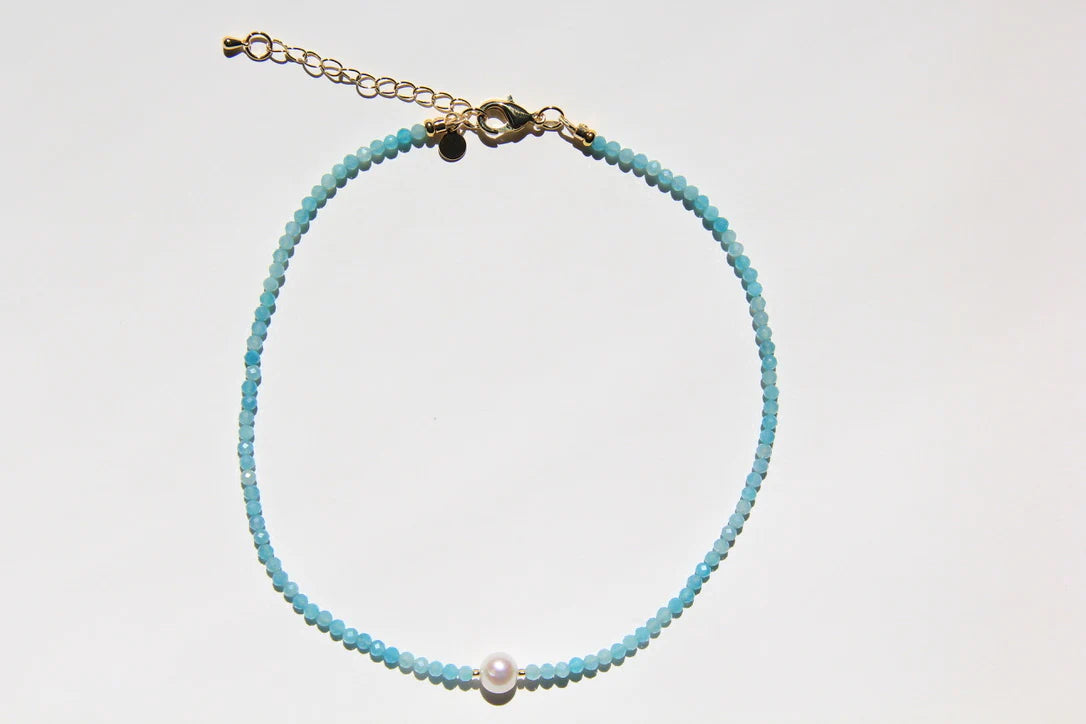 Abby Pearl Choker Necklace - Aqua-Wear Loulu X Happy on Main-Happy on Main