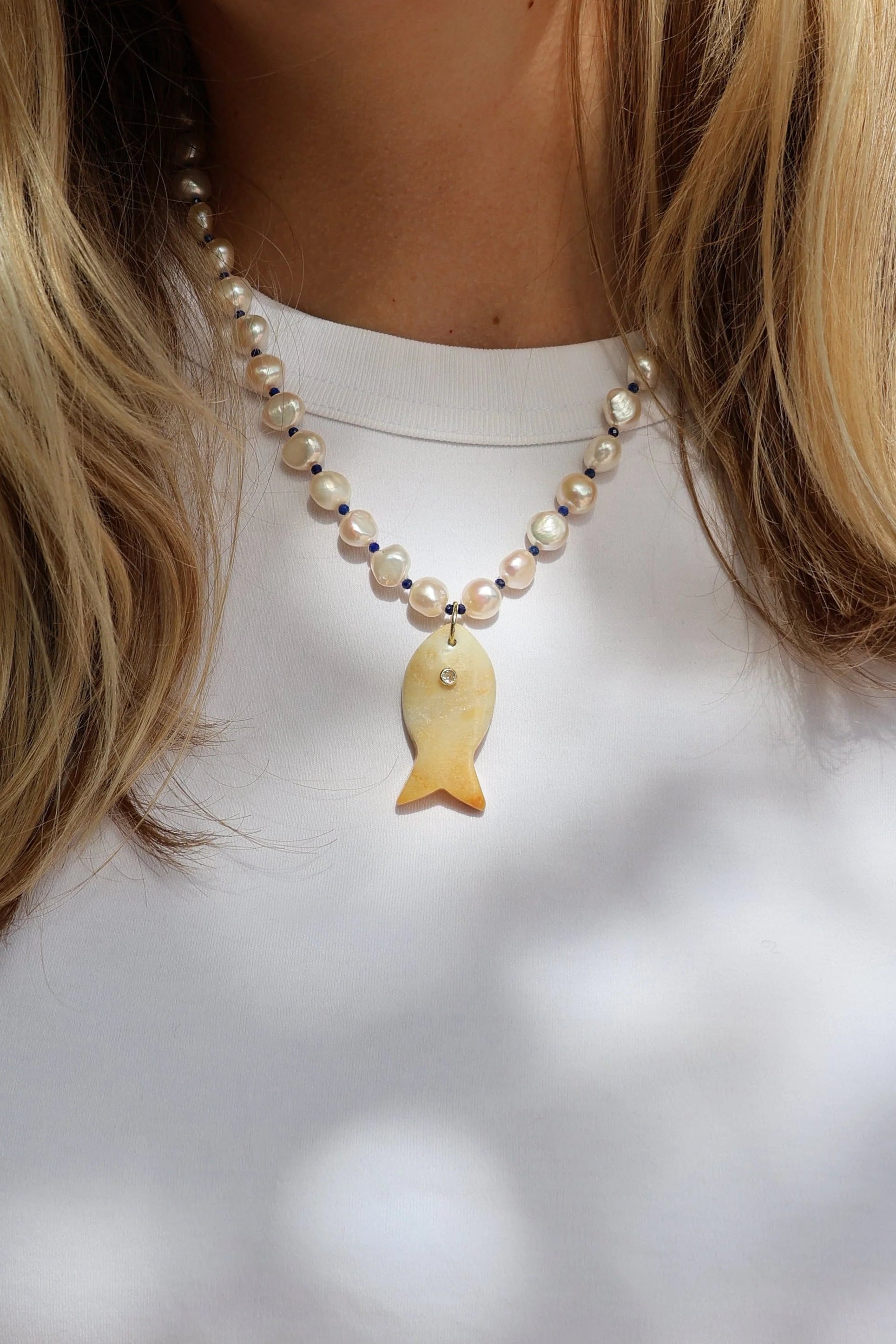 Cisco Gemstone Fish Necklace - Citrine-Wear Loulu X Happy on Main-Happy on Main