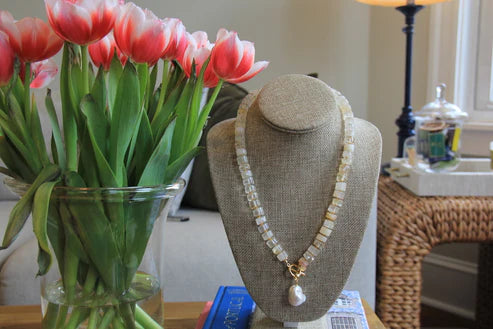 Gemstone Pearl Charm Necklace-Wear Loulu X Happy on Main-Happy on Main