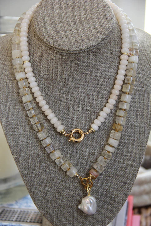 Gemstone Pearl Charm Necklace-Wear Loulu X Happy on Main-Happy on Main