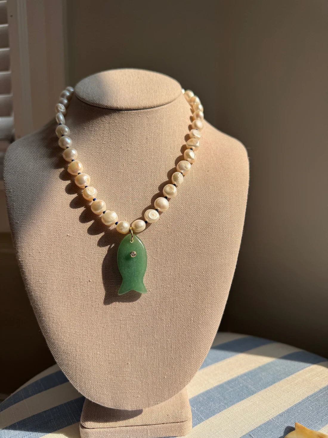 Cisco Gemstone Fish Necklace - Green Aventurine-Wear Loulu X Happy on Main-Happy on Main