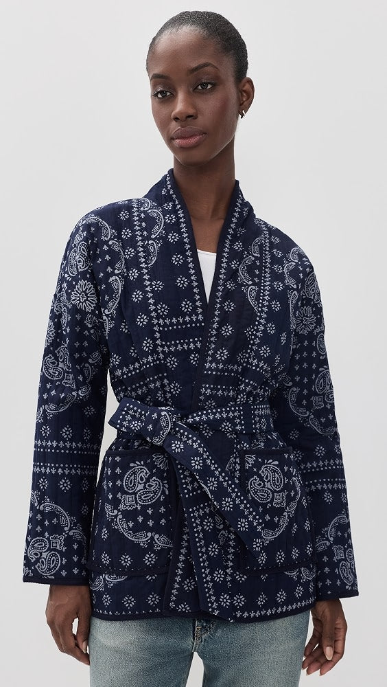 Quilted Bandana Jacket - Navy Bandana-Marea-Happy on Main