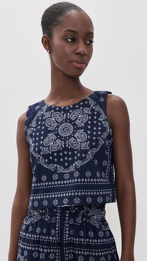 Josie Tank - Navy/Dusty Blue Bandana-Marea-Happy on Main