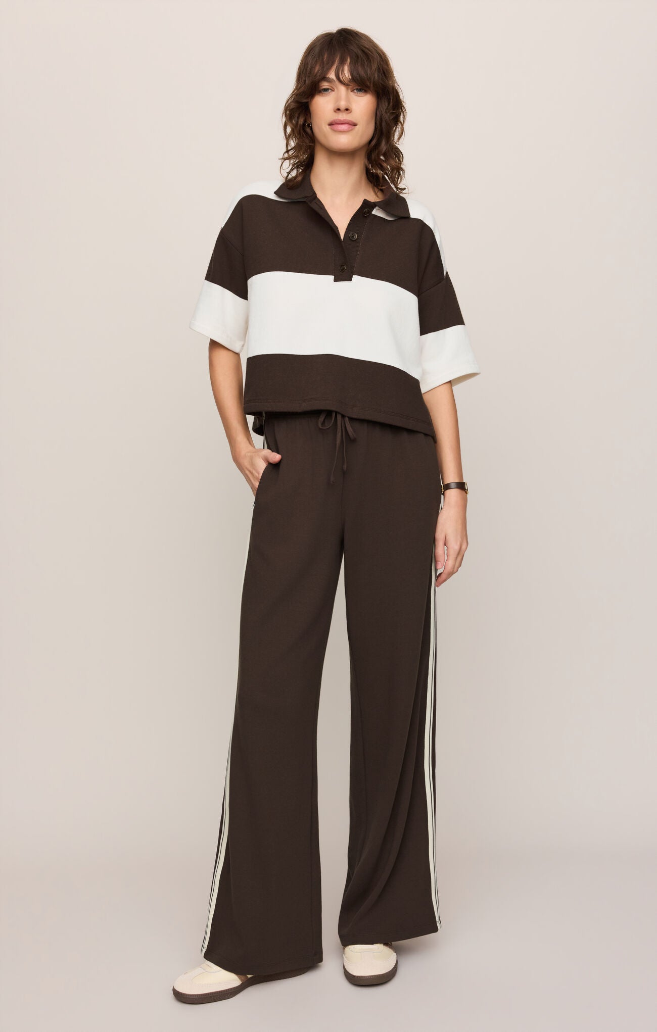 Mariner Polo Top - Dark Chocolate-Z Supply-Happy on Main