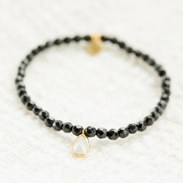 Posh Mini Beaded Bracelet - Black Onyx-Elli Parr-Happy on Main
