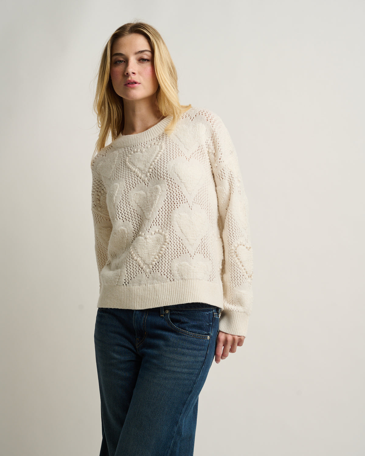 Love Stitch Sweater - Winter White-Lisa Todd-Happy on Main