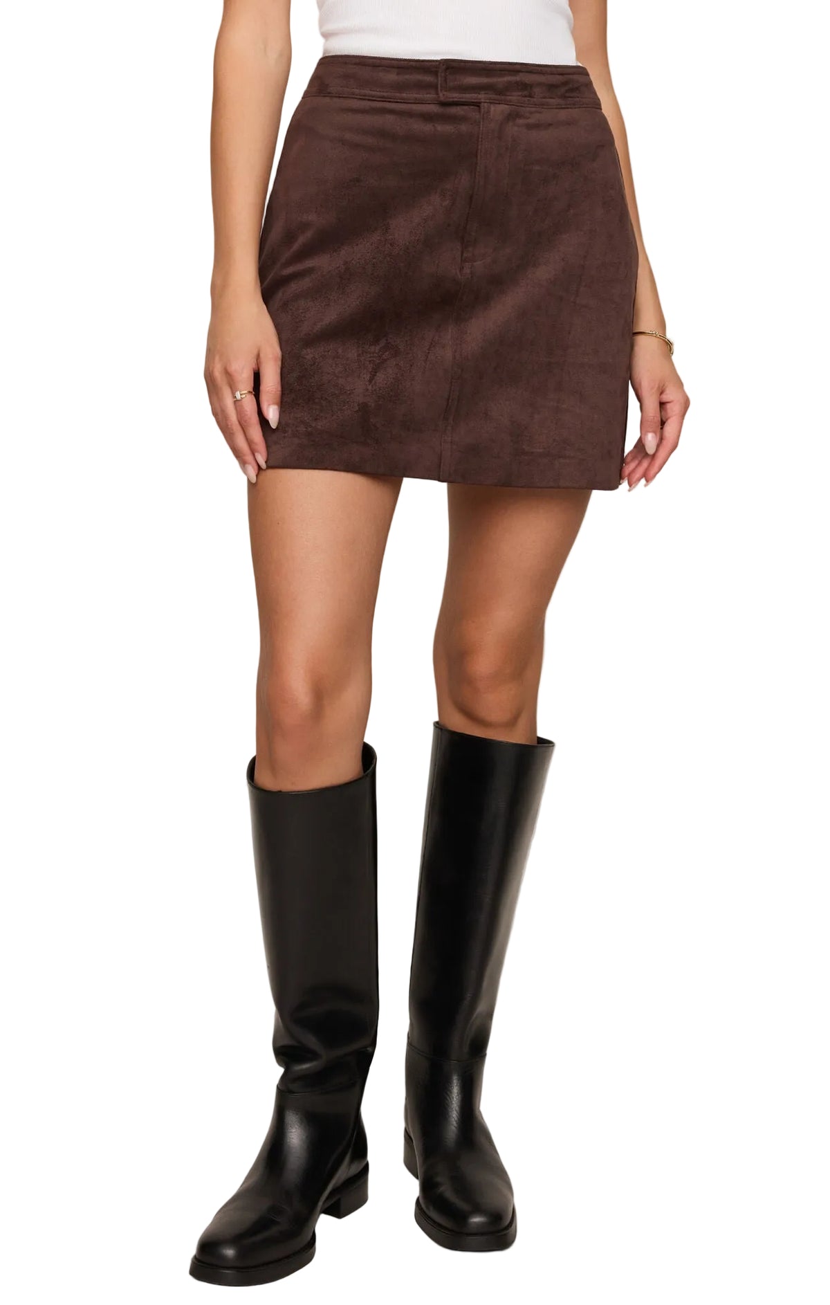 Perri Suede Mini Skirt - Dark Chocolate-Z Supply-Happy on Main