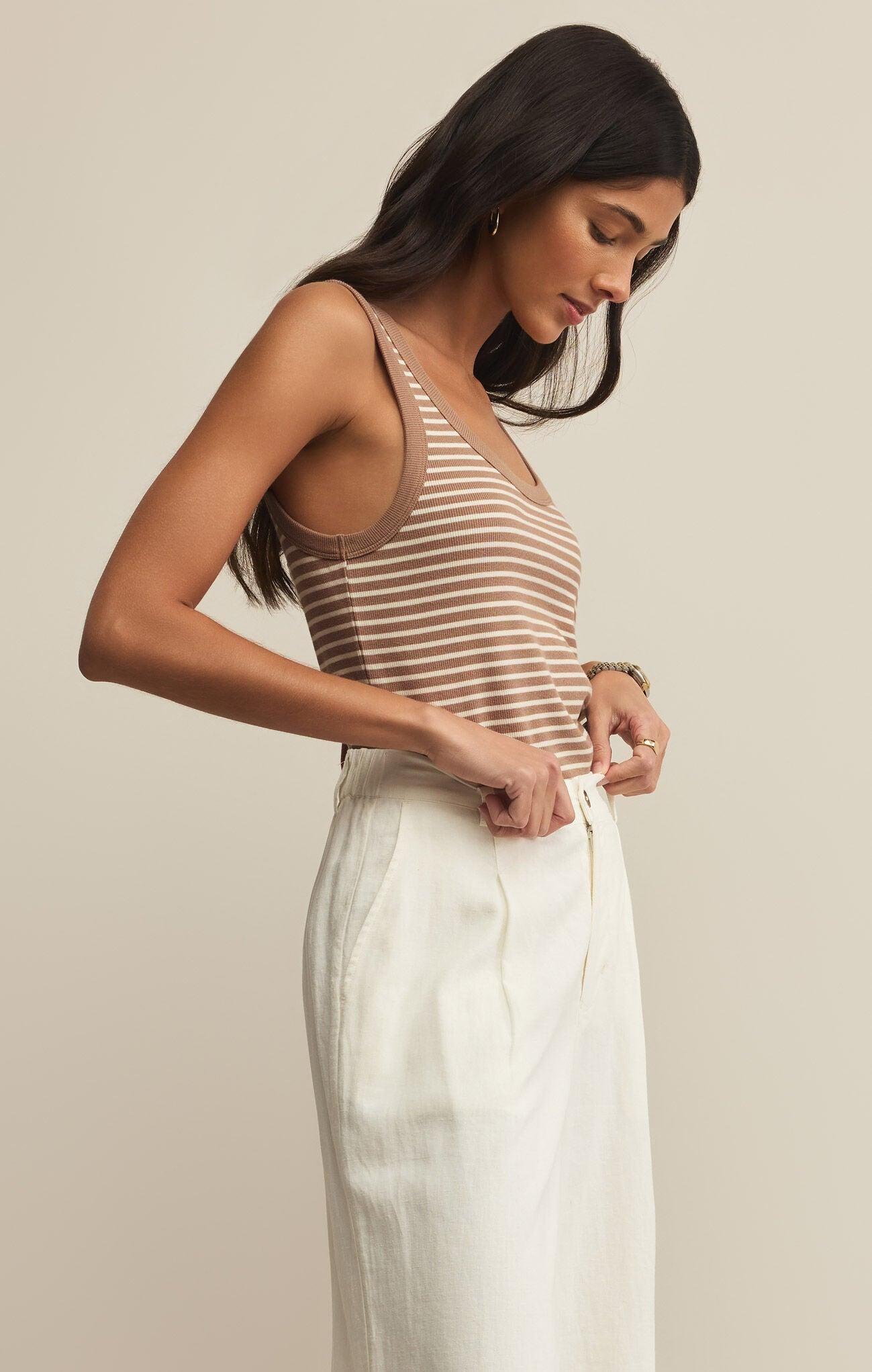 Elin Stripe Rib Tank-Basic Tanks + Tees-Happy on Main
