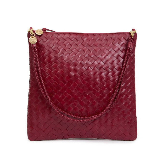 Foldover Clutch - Medium Woven Diagonal with Strap - Garnet-Clare V.-Happy on Main