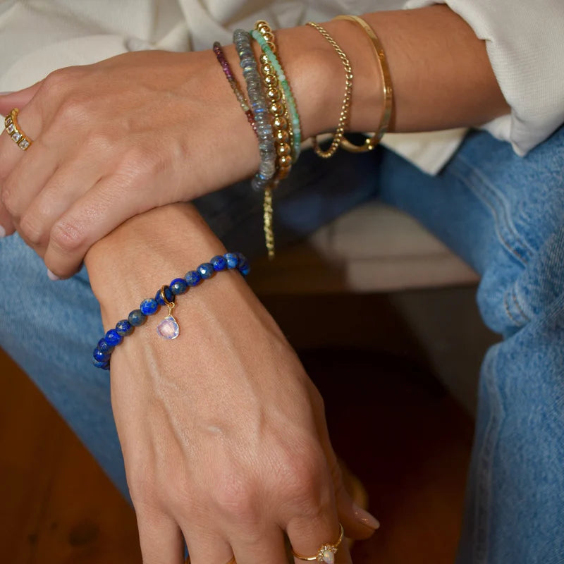 Royal Gemstone Beaded Bracelet - Lapis Lazuli-Elli Parr-Happy on Main
