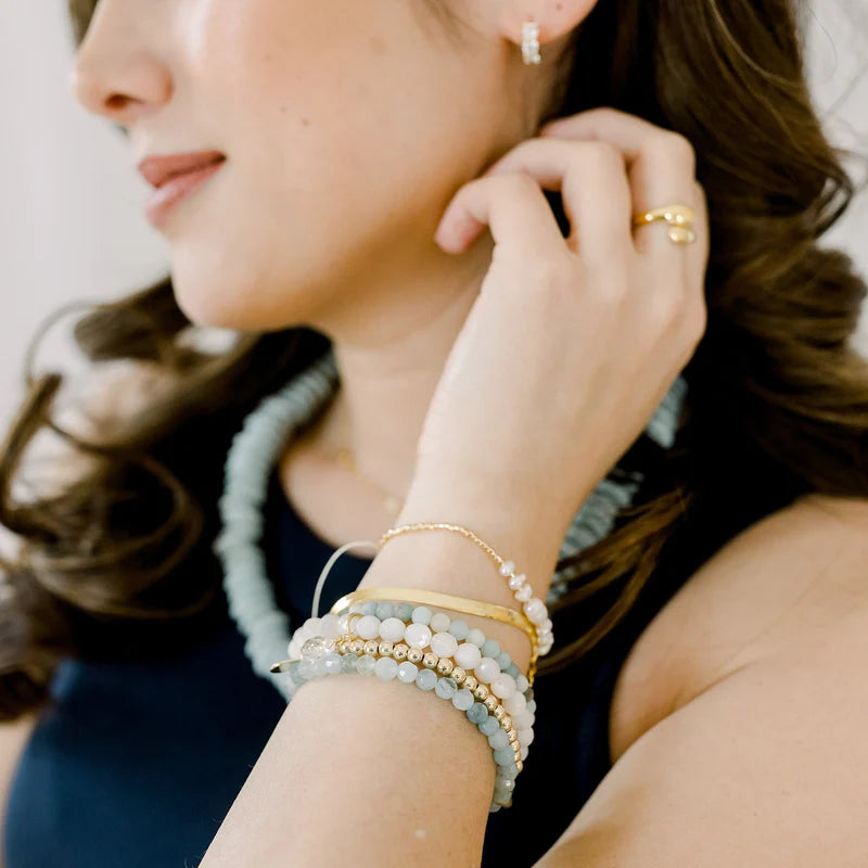 Royal Gemstone Beaded Bracelet - Mother of Pearl-Elli Parr-Happy on Main