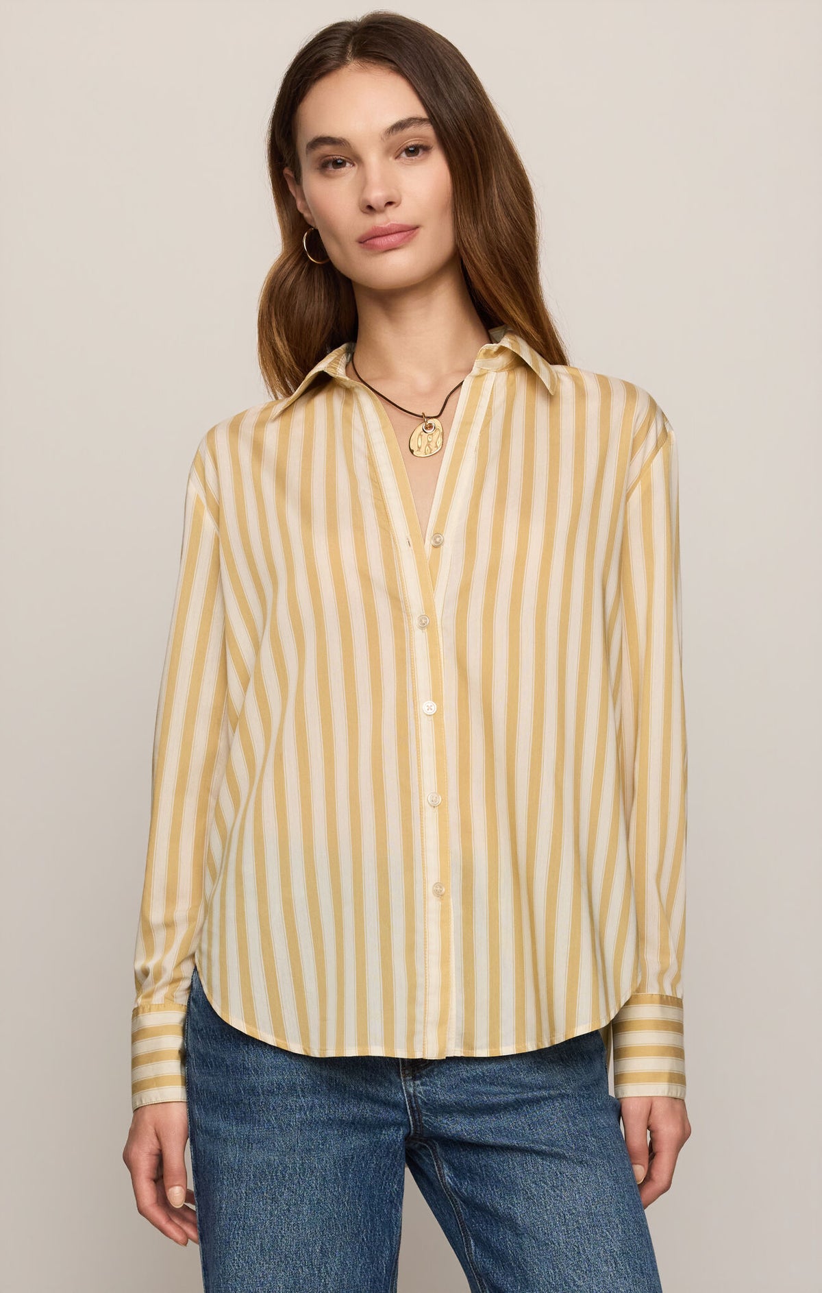 Golden Haven Stripe Button Up - Golden Sage-Z Supply-Happy on Main