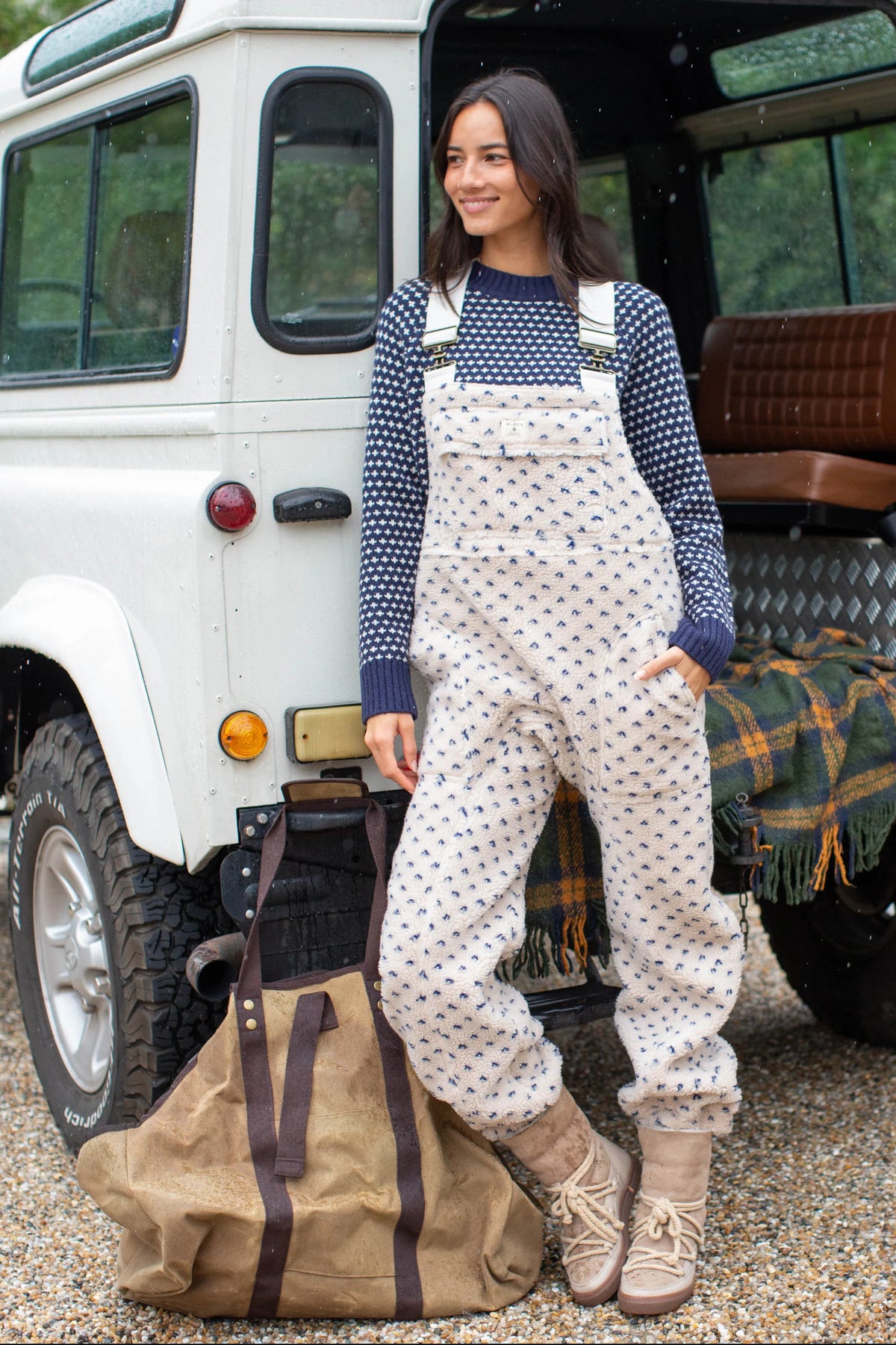 Scout Overalls - Ivory/Blue Birdseye-Marea-Happy on Main