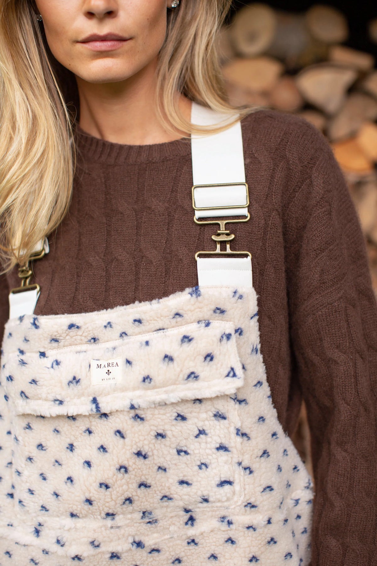 Scout Overalls - Ivory/Blue Birdseye-Marea-Happy on Main