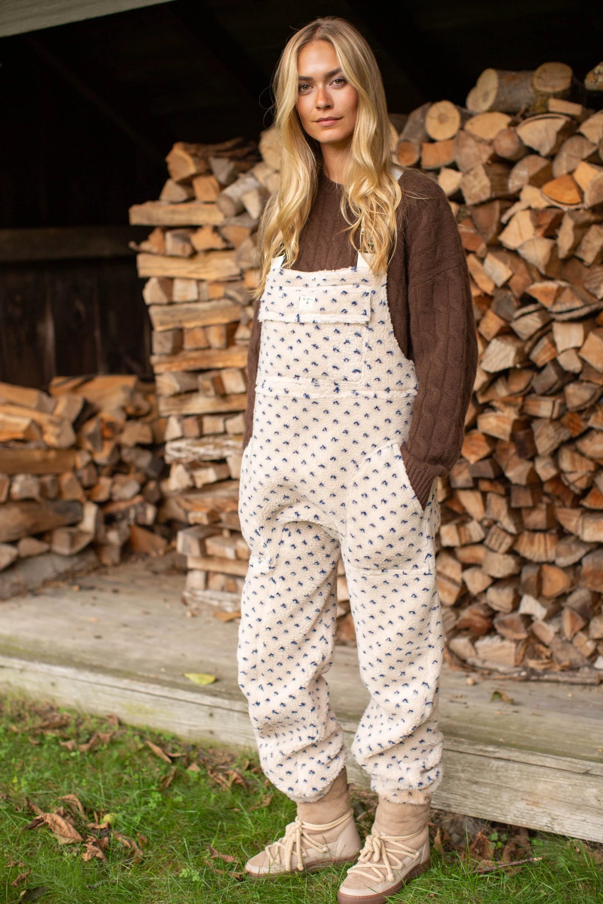 Scout Overalls - Ivory/Blue Birdseye-Marea-Happy on Main