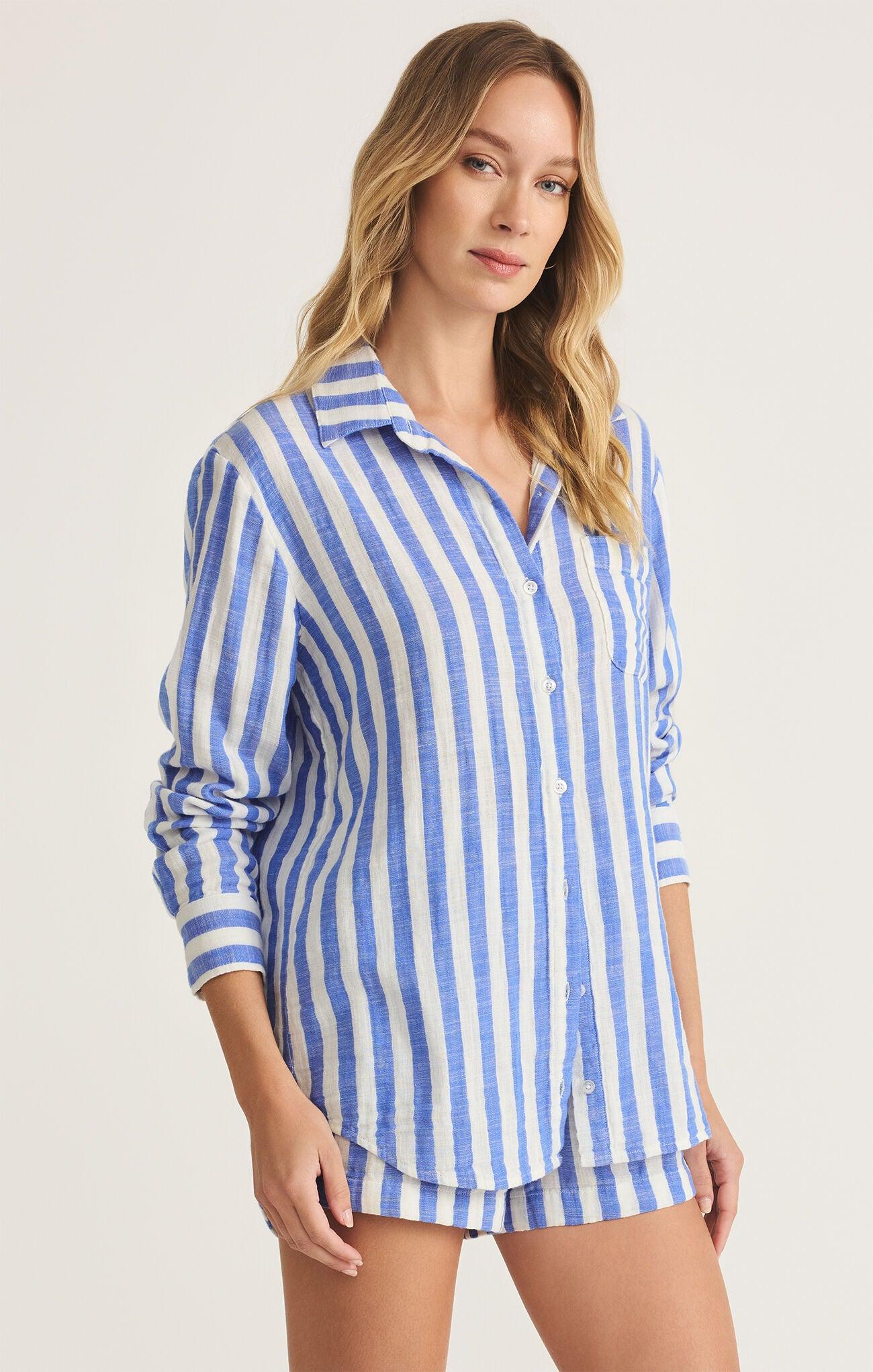 Saturdays Stripe Shirt-Athleisure-Happy on Main