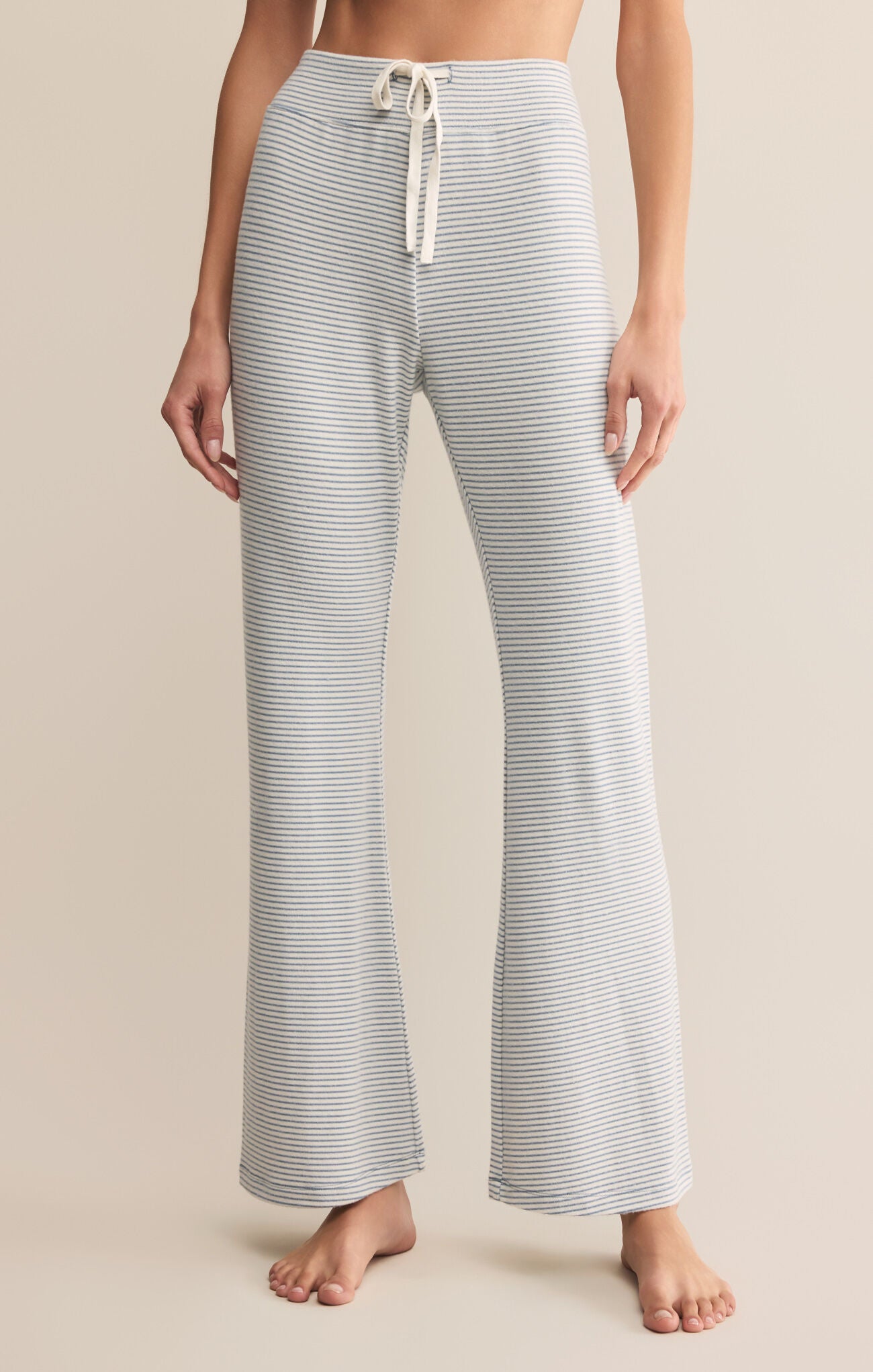In The Clouds Stripe Pant - Lightweight, striped lounge pant, shown with Emily Stripe Cami.  