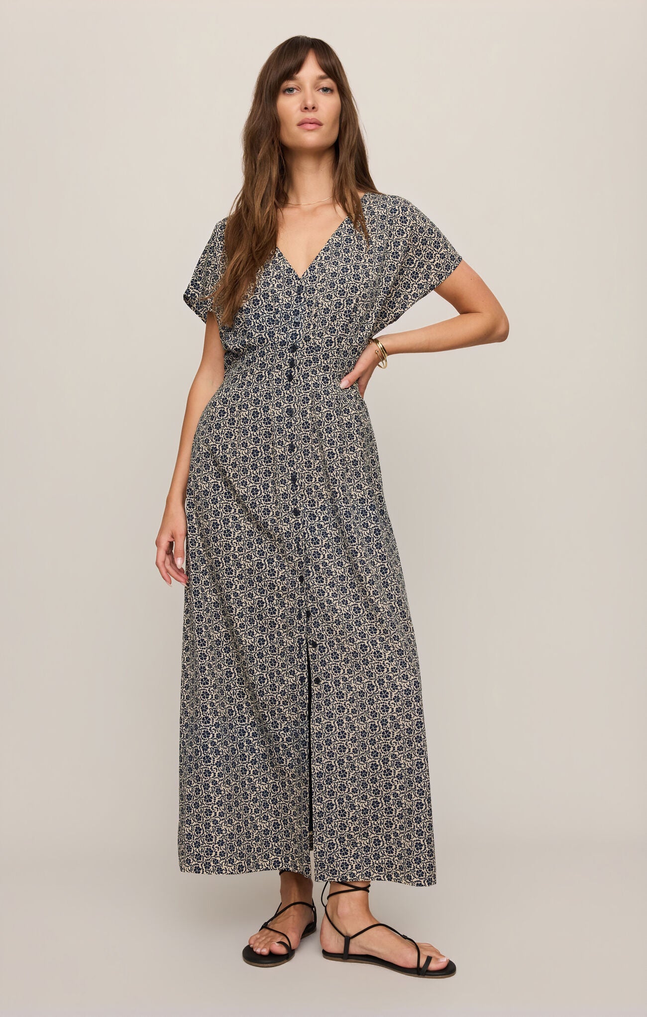 Sanna Iris Floral Midi Dress - Eclipse-Z Supply-Happy on Main