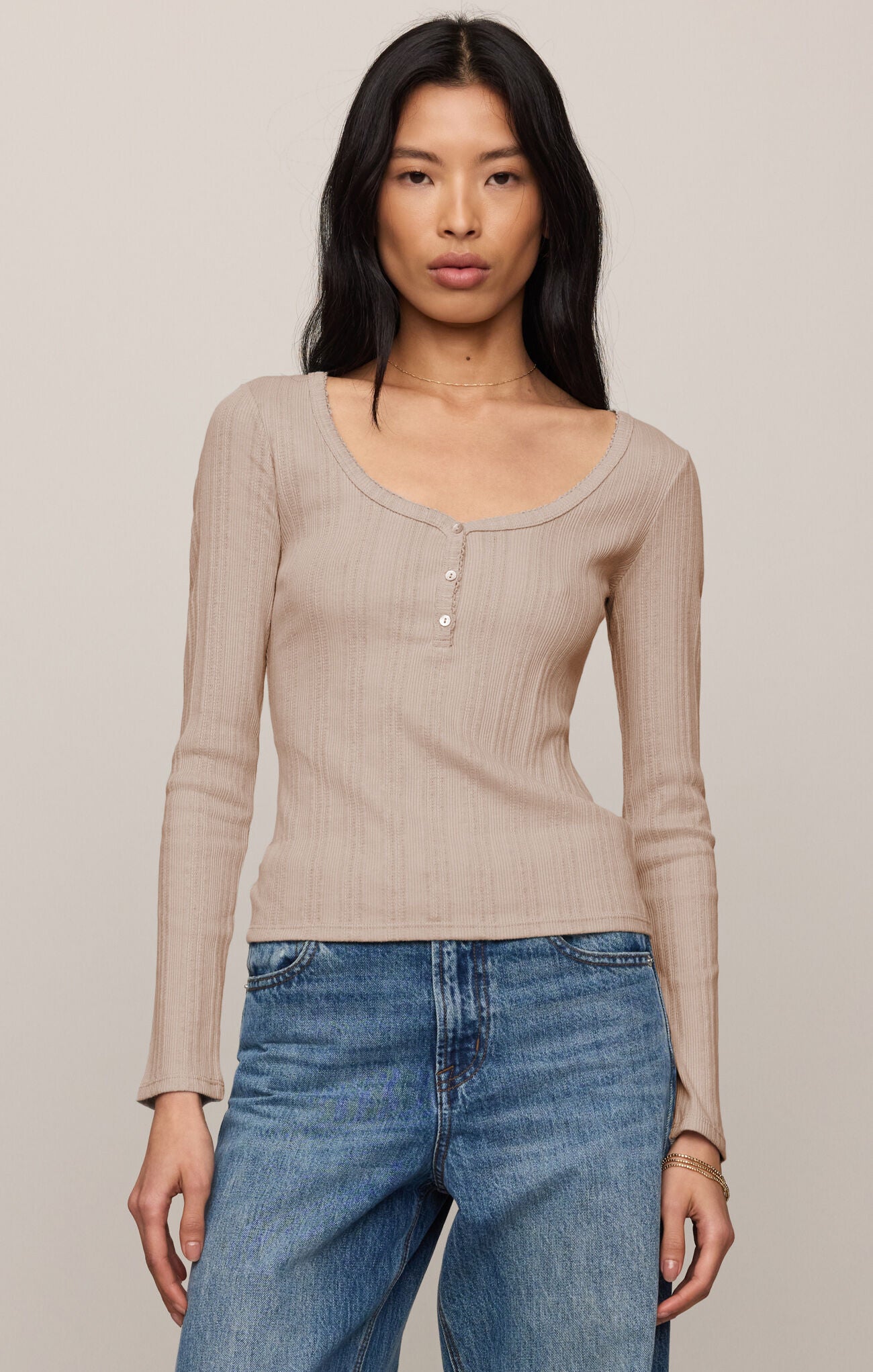 Audri Scalloped Top - Natural Heather-Z Supply-Happy on Main