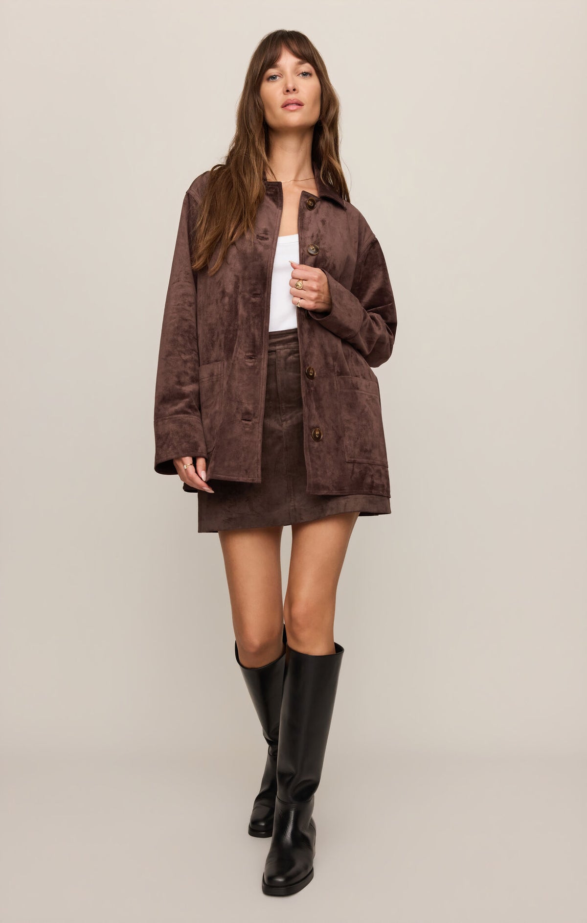 Perri Suede Mini Skirt - Dark Chocolate-Z Supply-Happy on Main