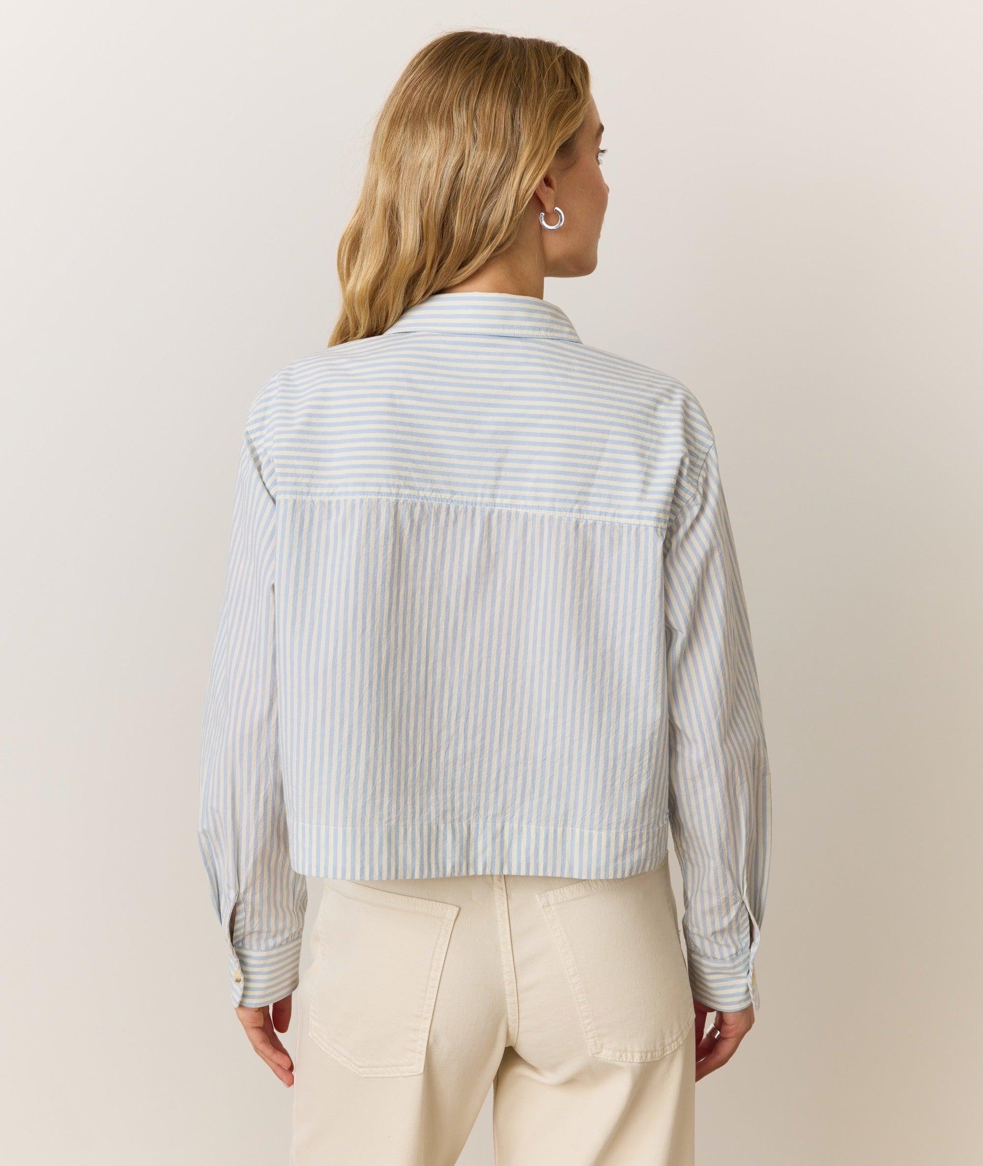 Cali Poplin Cropped Shirt-Casual Tops-Happy on Main