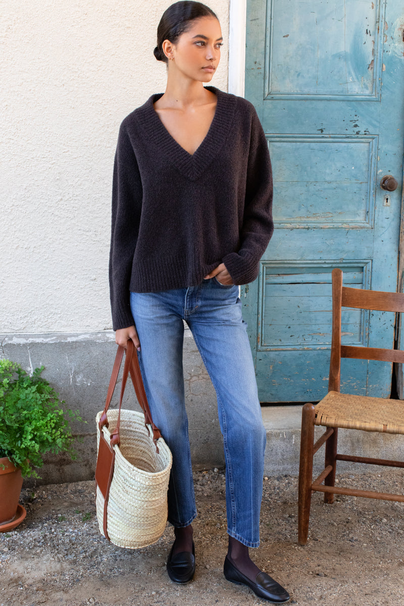 Boxy V Neck Sweater-Core Sweaters-Happy on Main