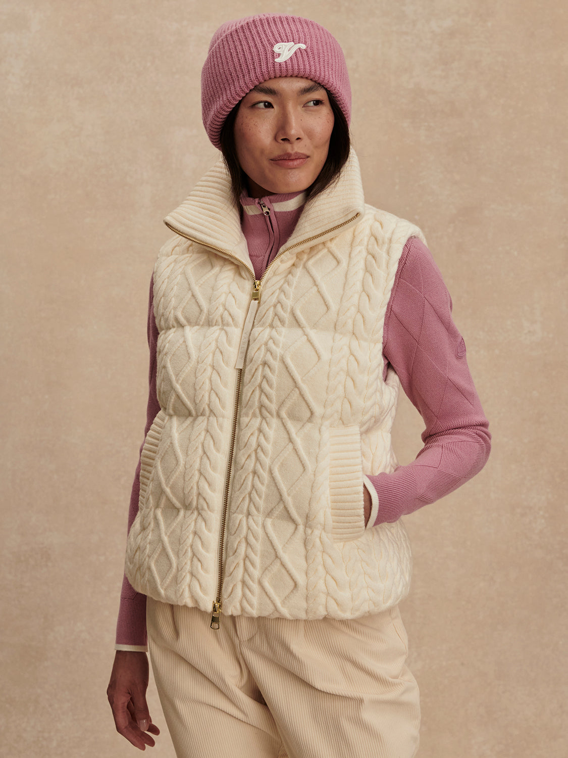Irina Cable Knit Gilet-Outerwear-Happy on Main