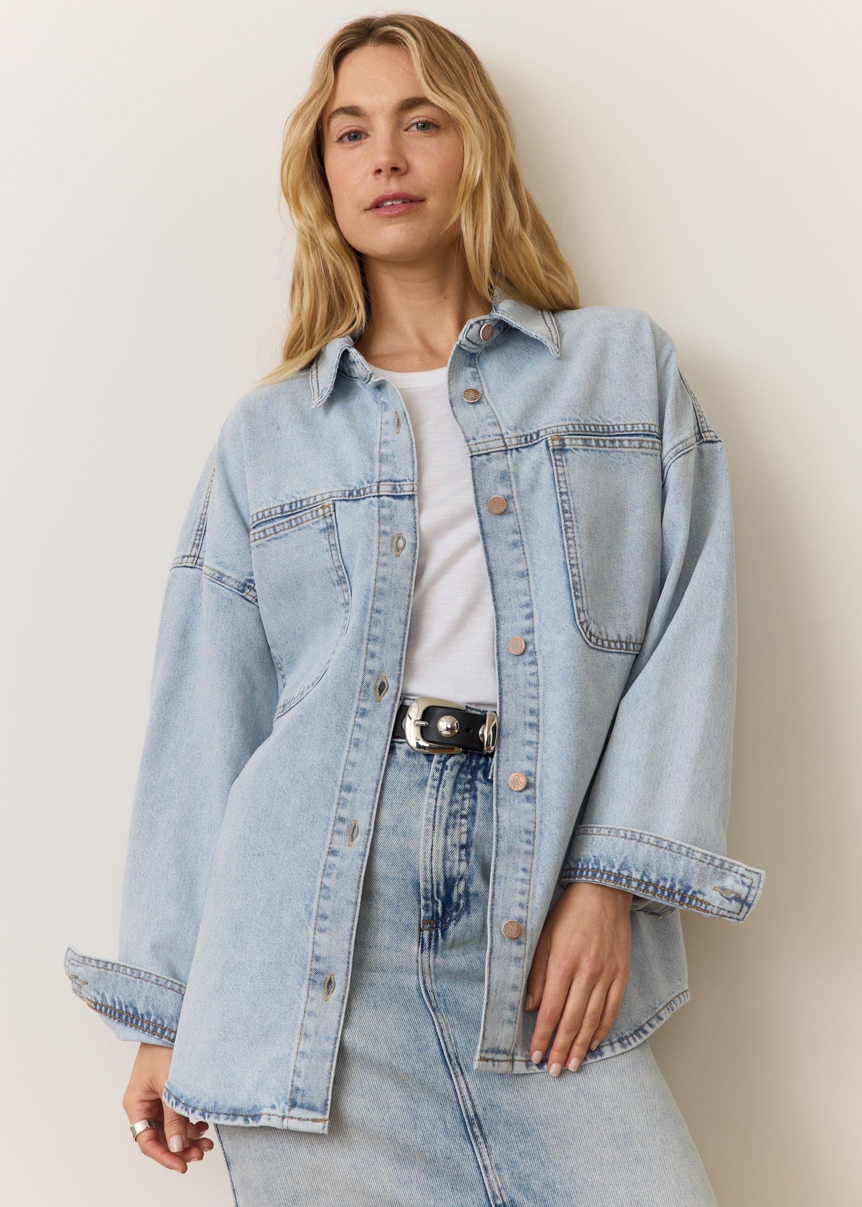 Molly Denim Shirt Jacket-Outerwear-Happy on Main