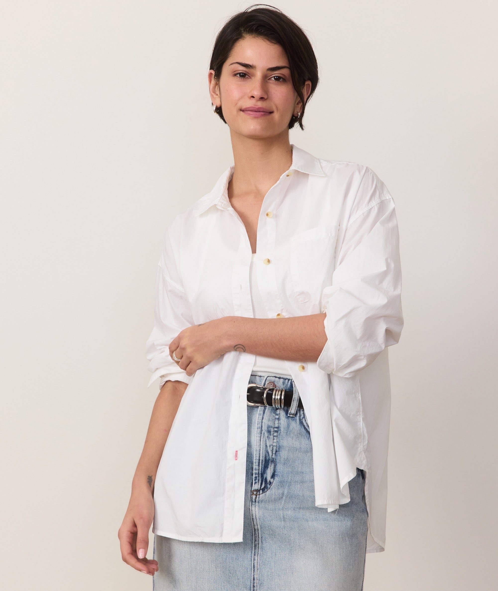 Cali Poplin Oversized Shirt-Casual Tops-Happy on Main