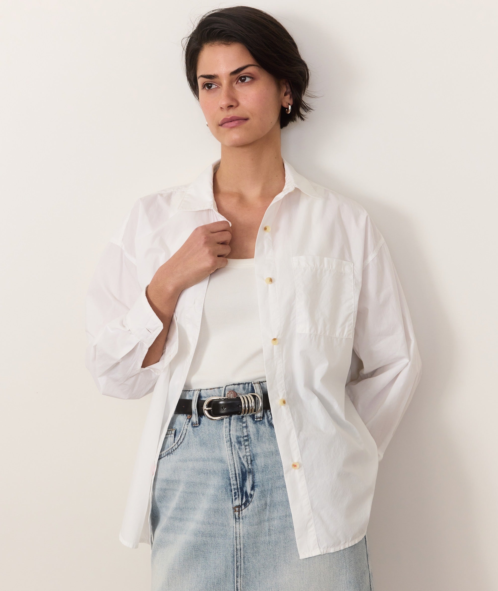 Cali Poplin Oversized Shirt-Casual Tops-Happy on Main