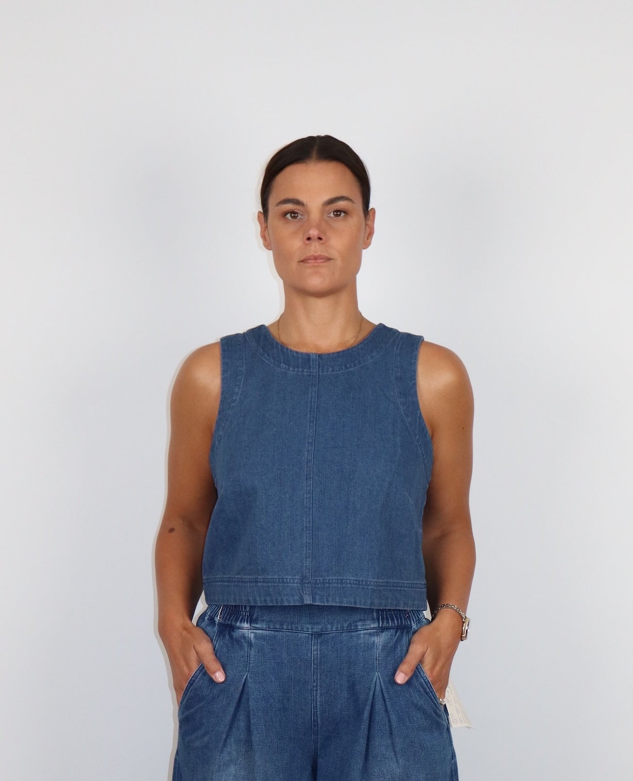 Quinn Denim Tank-Basic Tanks + Tees-Happy on Main