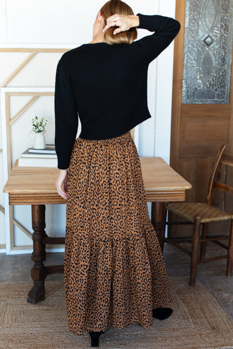 Shirred Skirt - Vintage Leopard-Emerson Fry-Happy on Main