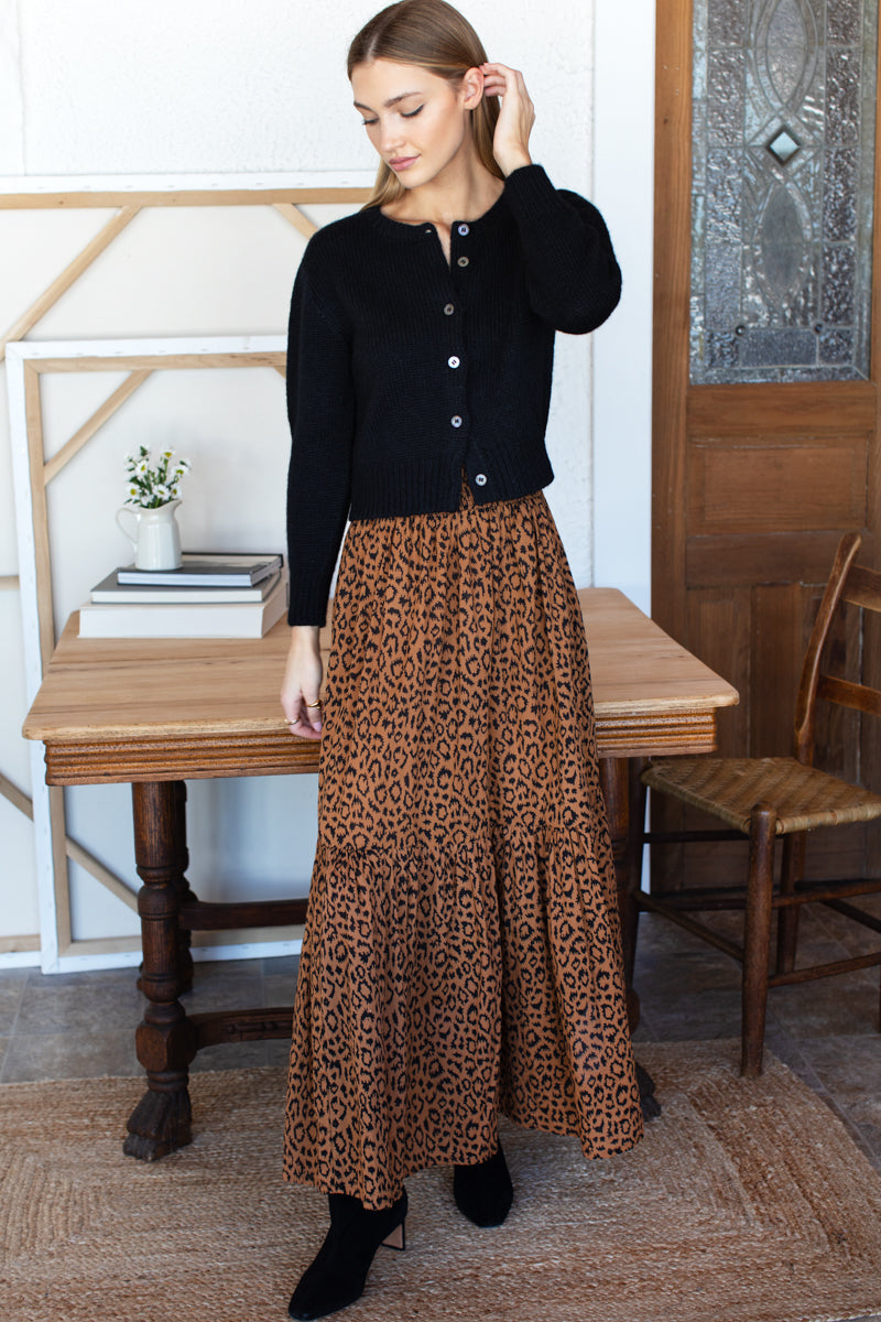 Shirred Skirt - Vintage Leopard-Emerson Fry-Happy on Main